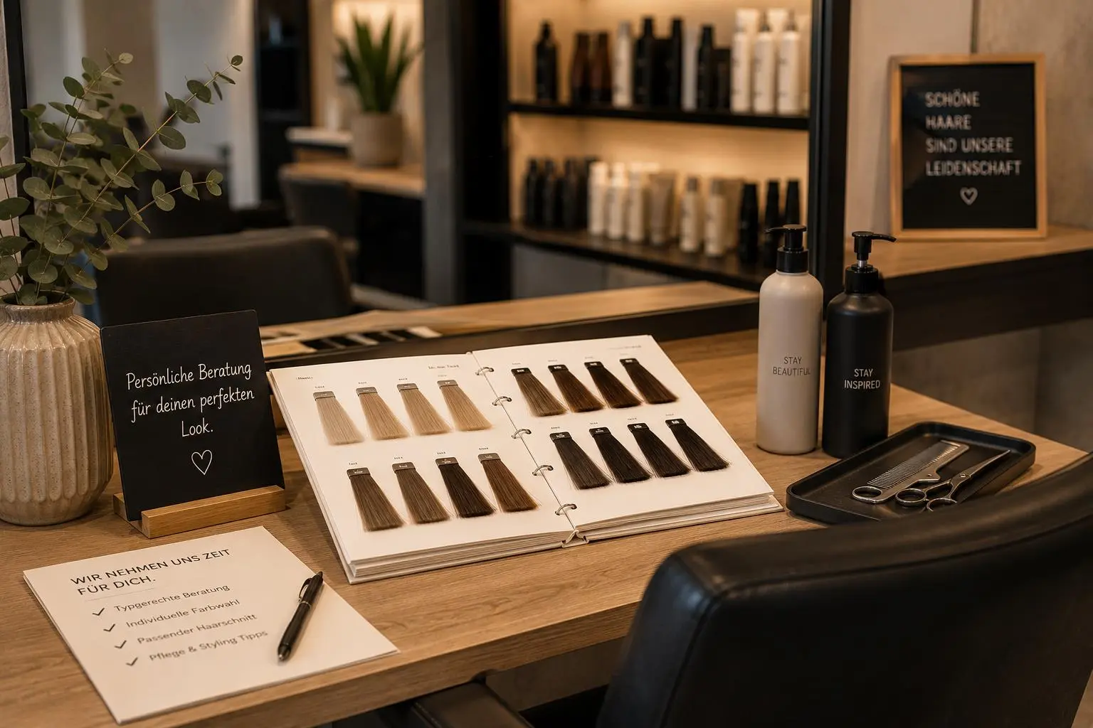 Coiffure Salon mit Farbkarte für eine Professionelle Beratung