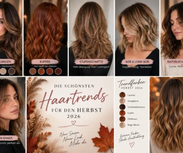 Herbstliche Haarfarben und Frisurentrends 2026 - Kupfer, Braun und warme Blondine